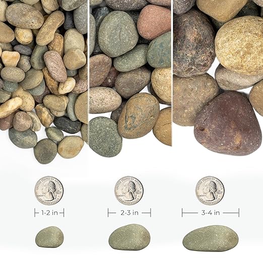 40lbs Large River Rocks for Landscaping, 3-4 Inch Natural Unpolished Bulk Pebbles, Hand-Picked Premium Stones for Garden Design Fish Tank, Flower Pots, Pathways and Backyard, Mixed Color