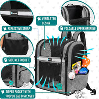PetAmi Dog Backpack Carrier, 4-Way Entry Ventilated - Heather Grey - image 3