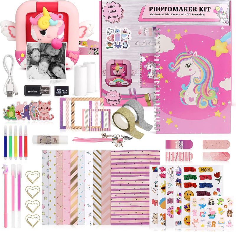 FINcredible Photomaker kit with lilac kids instant print camera and DIY journal supplies