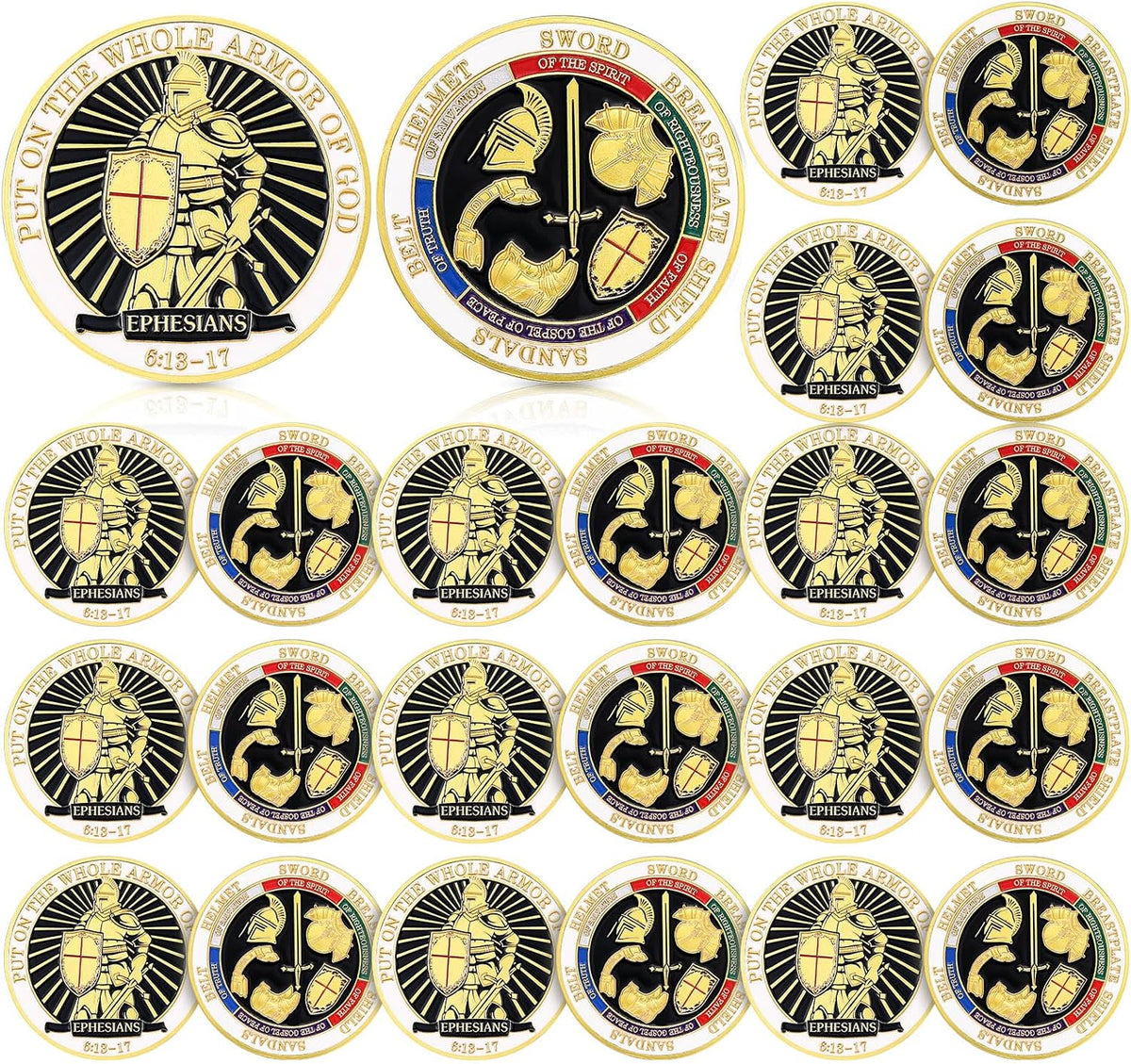 Nosiny 20 Pcs Armor of God Coins Metal Christian Challenge Coins - Distinct Style