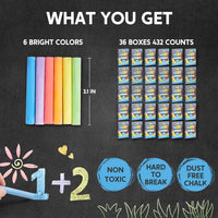 JOYIN mini sidewalk chalk set for kids, 36 boxes in 6 bright colors - view 6