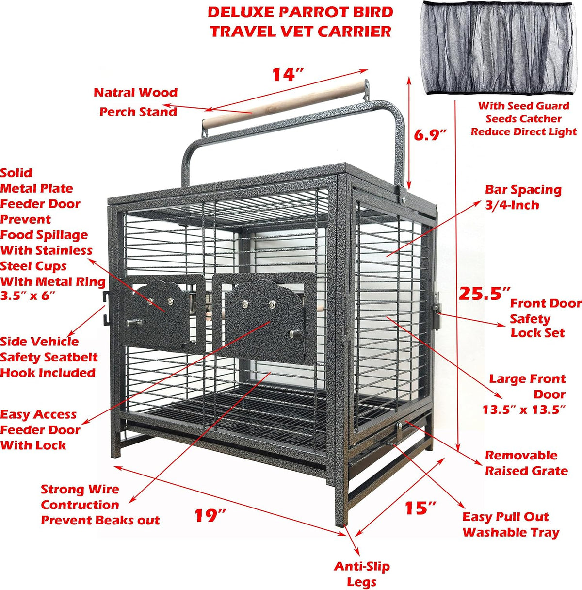 Deluxe Portable Durable Wrought Iron Bite-Proof Bird Travel Parrot - image 2