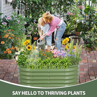1MORE Galvanized Raised Garden Bed- Planter Garden Boxes Outdoor, Raised Beds for Gardening, 4x2x1.4ft Metal Garden Bed Kit for Vegetables Flower, Planter Raised Bed with Protective Tape & Tools.Green