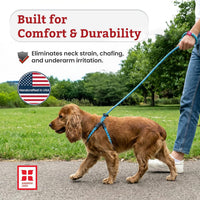 Harness Lead Escape Resistant, Reduces Pull Dog Harness - Blue/Multi / Medium/Large (40-120 lbs) - image 4