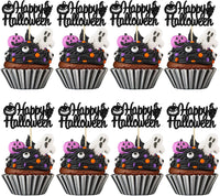Gyufise Halloween baby shower cupcake toppers with Oh Baby ghost designs on picks