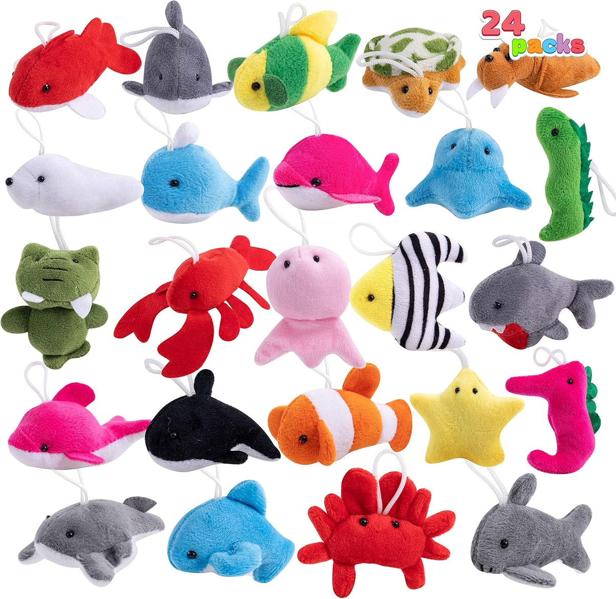 JOYIN 24 Pack Mini Animal Plush Toy Assortment - Sea Animals
