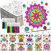 MUOUAKATE Christian Halloween crafts for kids, 24 blank coloring puzzle sets