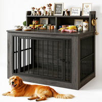 IRONCK Dog Crate Furniture, Heavy Duty Pet Crate for Large Dog - 30.0"L x 43.3"W x 41.8"H / Grey