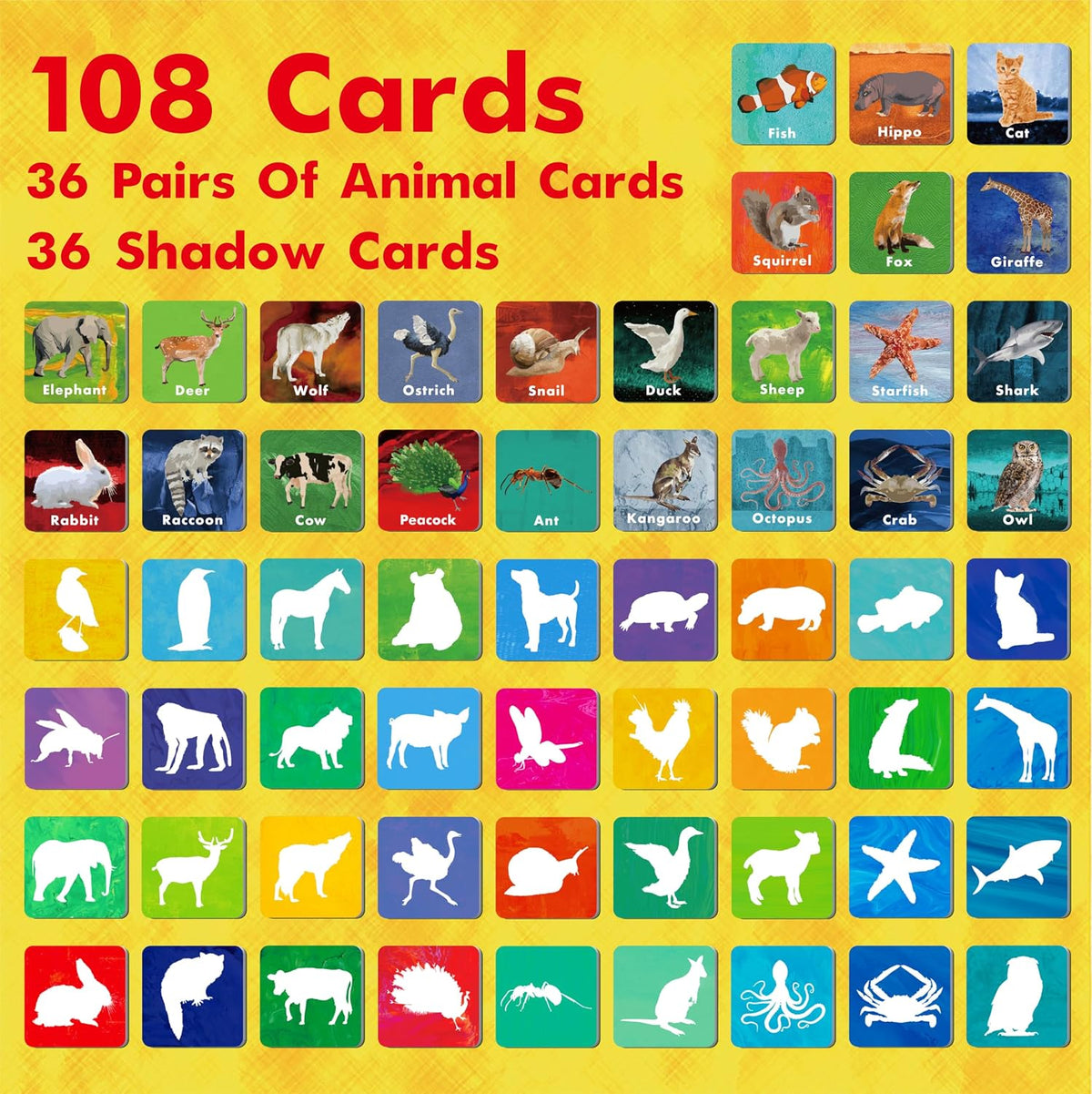 Hebayy 72 PCS Memory Matching Game - Real Animals-C（108 Pieces Upgrade） - image 3
