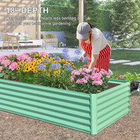 Domi Raised Garden Beds Outdoor, 6x3x1.5Ft Thickening Tall Metal Rectangular Deep Root Box Planter for Vegetables, Flowers, Herbs, and Succulents 1.5" Deep w/ 192 Gallon Capacity - Green