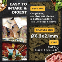 Ultra Fresh Bottom Feeder Fish Food, Sword Prawns, Natural Protein, Balanced Diet, for Catfish, Corydoras, Loaches, Tropical Shrimp Pie 2.05 Ounces
