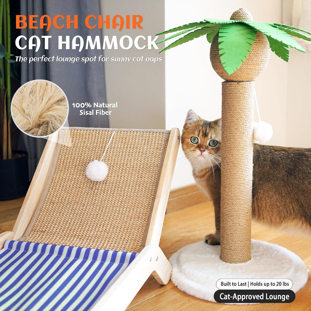PETKARAY Beach Chair Cat Hammock - Blue / Beach Chair - image 2