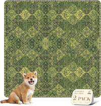 nunubaby Washable Pee Pads for Dogs, Stylish, Non-Slip and Leak-Proof Pee Pads. Reusable Potty Pads for Dogs for Crates and Floors.(Green/Multi, 36" x36")