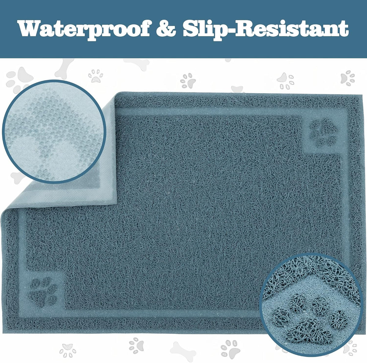 Darkyazi Pet Feeding Mat Large for Dogs and Cats - Silver Blue - image 3
