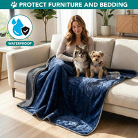 PetAmi Waterproof Dog Blanket Puppy Couch Bed Cover Queen 90x90 - Navy/Gray / Large (40x60) - image 2