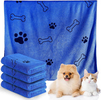 Chumia 4 Pcs Dog Towels for Drying Dog Puppy Bulk Microfiber - 24 x 40 Inch / Dark Blue