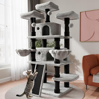 SHA CERLIN 68 Inches Multi-Level Large Cat Tree for Large Kitties/Big - 68in / Black & Grey