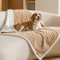 Bedsure ComfyFleece Waterproof Dog Blankets for Large Dogs - L(40x50")-1pc / Sandy Beige