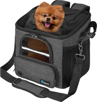PetAmi Dog Bike Basket, Soft-Sided Ventilated Dog Bike Carrier Backpack, Pet Bicycle Basket for Bike Handlebar, Small Medium Puppy Cat Kitten Car Booster Seat with Safety Strap, Max 18 lbs, Dark Gray