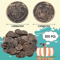 Chivao plastic gold coins, 300 shiny embossed pirate treasure coins - view 3