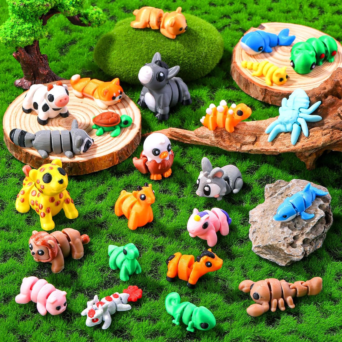 JOICEE 24Pcs 3D Printed Dinosaur Animals Mini Dinosaur Toys – Fun for Kids & Family - Yellow - image 3