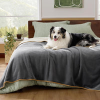 Bedsure Waterproof Dog Blankets for Small Dogs Soft Cat Blanket Warm - Twin-XL(66x90") / Grey