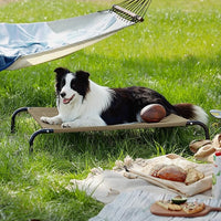 Bedsure Outdoor Elevated Dog Bed Large Sized Dog, Portable Indoor & Outdoor Cooling Raised Cot Pet Hammock Bed with Skid-Resistant Feet, Frame with Breathable Mesh, Brown, 49 inches