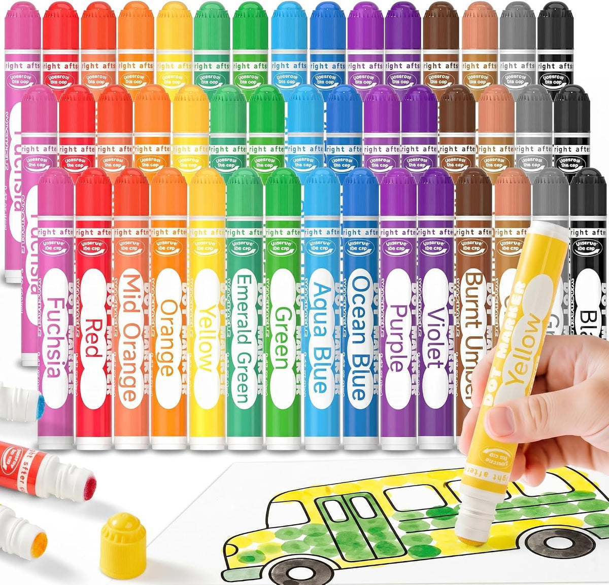 Shuttle Art Dot Markers, 15 Colors Washable Markers for Toddlers - 15 Colors / 45