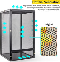 33 Gallon 360° Panoramic Foldable Reptile Terrarium Kit: Crested Gecko Tank and Reptile Cage for Superior Ventilation, Easy Feeding, Sturdiness, and Simple Assembly (Black, 26"x17"x17")