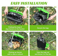 Pooper Scooper with Bag Attachment, 50 inches Long Handle Pooper Scooper, Poop Scooper for Dogs, Dog Poop Scooper for Yard, Pooper Scooper for Large Dogs Heavy Duty, Poop Scooper Bin & Rake