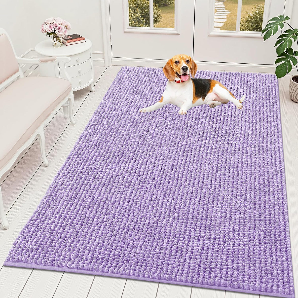 OLANLY Dog Door Mat for Muddy Paws 30x20 - 70" X 46" / Lavender