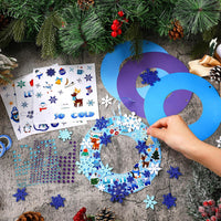 Hollowfly Thanksgiving paper wreath craft kits with gem stickers, ribbons and wool balls - view 28
