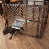 MyPet North States Petyard Plus: 3 Ft. Wide Folding Dog Playpen - 4-Panel / Small Pet Door / Brown - image 2