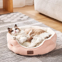 Bedsure Small Dog Bed Washable, Round Cat Beds for Indoor Cats - 20"L x 19"W x 6"Th / Peach Pink - image 2