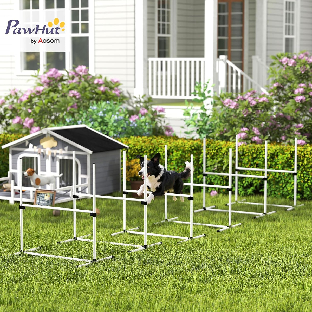PawHut 4 Piece Dog Agility Training Equipment for Dog Agility Course - 6 Piece / White - image 2