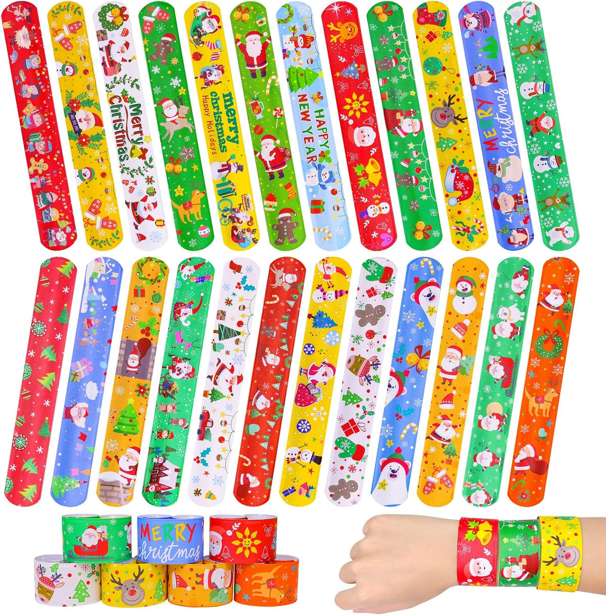 MGparty 72PCS Halloween Slap Bracelets 24 Halloween Theme Designs - Christmas - image 2