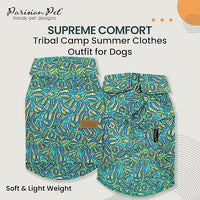 Parisian Pet Tribal Camp Beach Outfit - 100% Cotton Summer Clothes - Stylish Dog Costume - Breathable and Cool Pet Clothing - Machine Washable Shirts for Medium Dogs - M