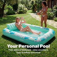 SLOOSH Inflatable Tanning Pool Lounger Float - Cyan White / X-Large - image 3
