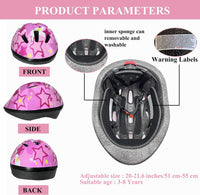 Lamsion Adjustable Kids Bike Helmet with Knee Elbow Wrist Pads - Pink - image 2