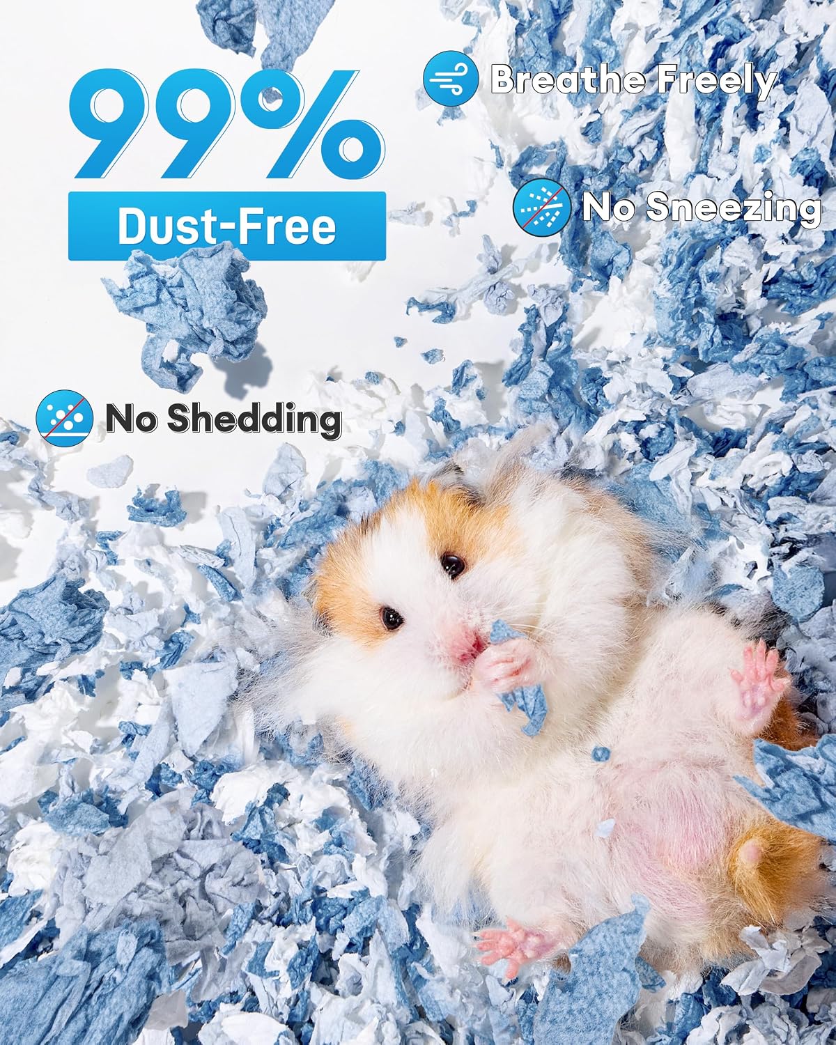 BUCATSTATE Hamster Bedding 15L, 99% Dust-Free Paper Bedding - Ocean Blue / 70L - image 2