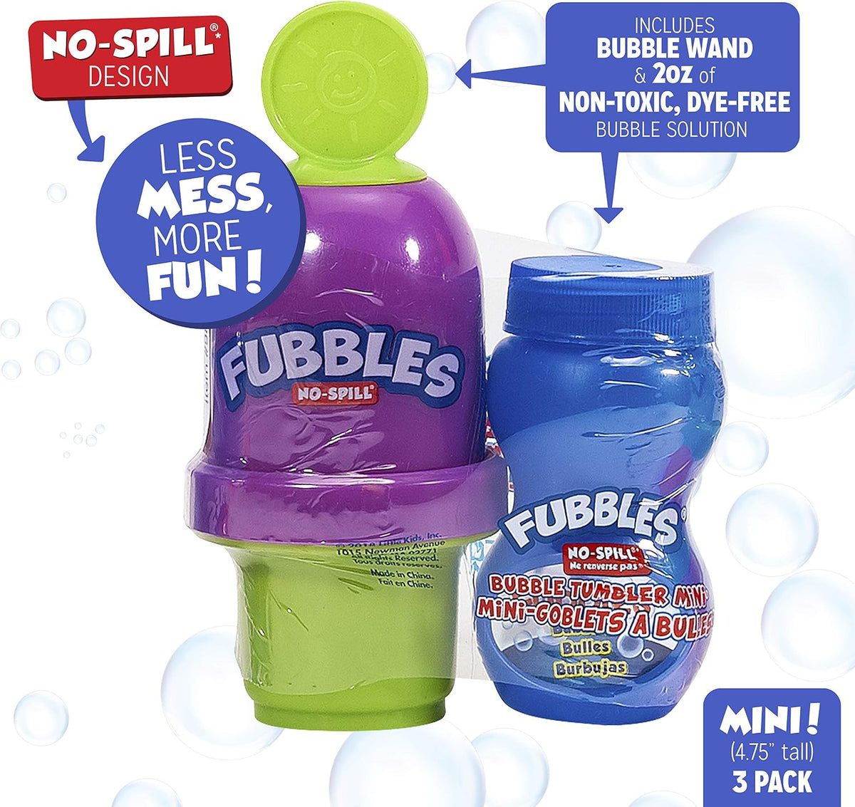 Little Kids Fubbles No-Spill Mini Bubble Tumbler, Multi – Fun for Kids & Family - image 2