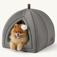 Bedsure 2in1 Cat Beds for Indoor Cats Cave for Kitten with Washable - L(17.3x17.3x17.3) / Grey