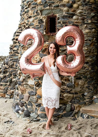 Number Balloons Blue 7 Balloon Numbers 40 inch for 7th Birthday - Rose Gold / Number 3 - image 2