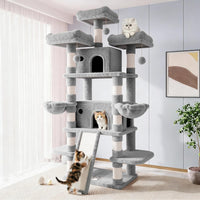 Allewie 68 Inches Cat Tree/House and Towers for Big Feline/Scratching - 82 in / Light Grey