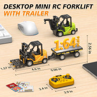 1:24 RC Forklift Toy for Kids - Yellow / 1:64 Scale with Trailer (9.06 x 1.57 x 2.56 inch) - image 2