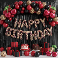TONIFUL 16 Inch Black Happy Birthday Balloons Banner Decorations - Leopard Print - image 3