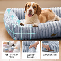 Bedsure ComfyFleece Cute Dog Bed for Small Medium Dogs Washable - L(36" x27" x8") / Blue Indigo - image 2