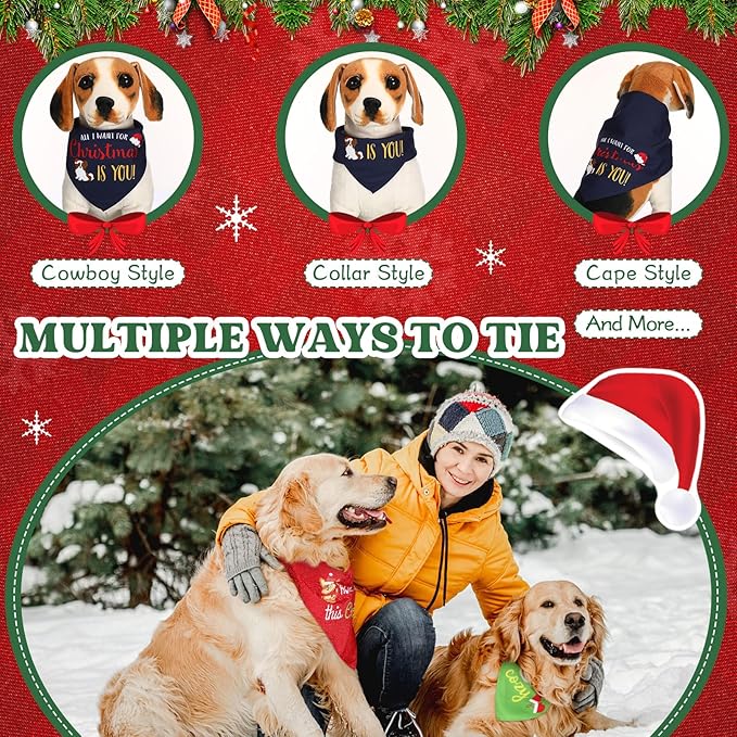 200 Pcs Christmas Dog Bandana Bulk with Sayings Pet Bandanas Triangle Scarf Bibs Washable Puppy Kerchief Adjustable Grooming Supplies for Small Medium Large Dog Cat Costume Accessories