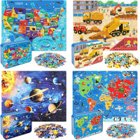 LELEMON Halloween jigsaw puzzle for kids with pumpkins and bats in tin box