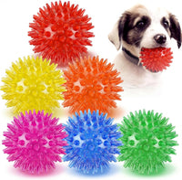 6 Pack Squeaky Spiky Dog Balls, Puppy Chew Toys for Teething - Small